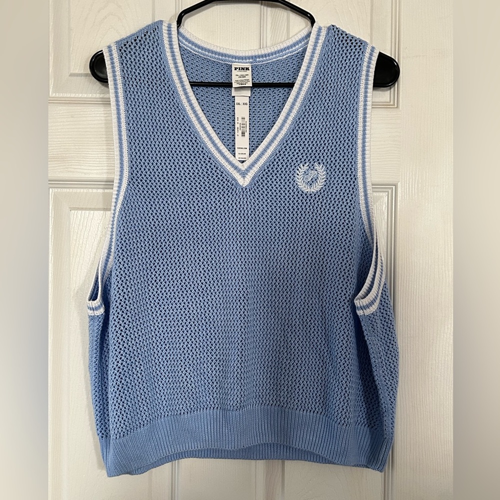 PINK Victoria's Secret Blue Knit V-Neck Top XXL